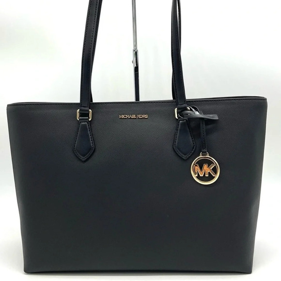 Michael Kors Bag Large Sheila Mf Tote Bag Black/Gold - Picture 1 of 10